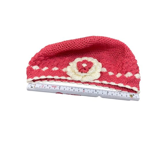 Handmade Floral Detailed Coral Beige Crochet Womens Beanie Hat Cap SKU 9575 - Picture 9 of 11